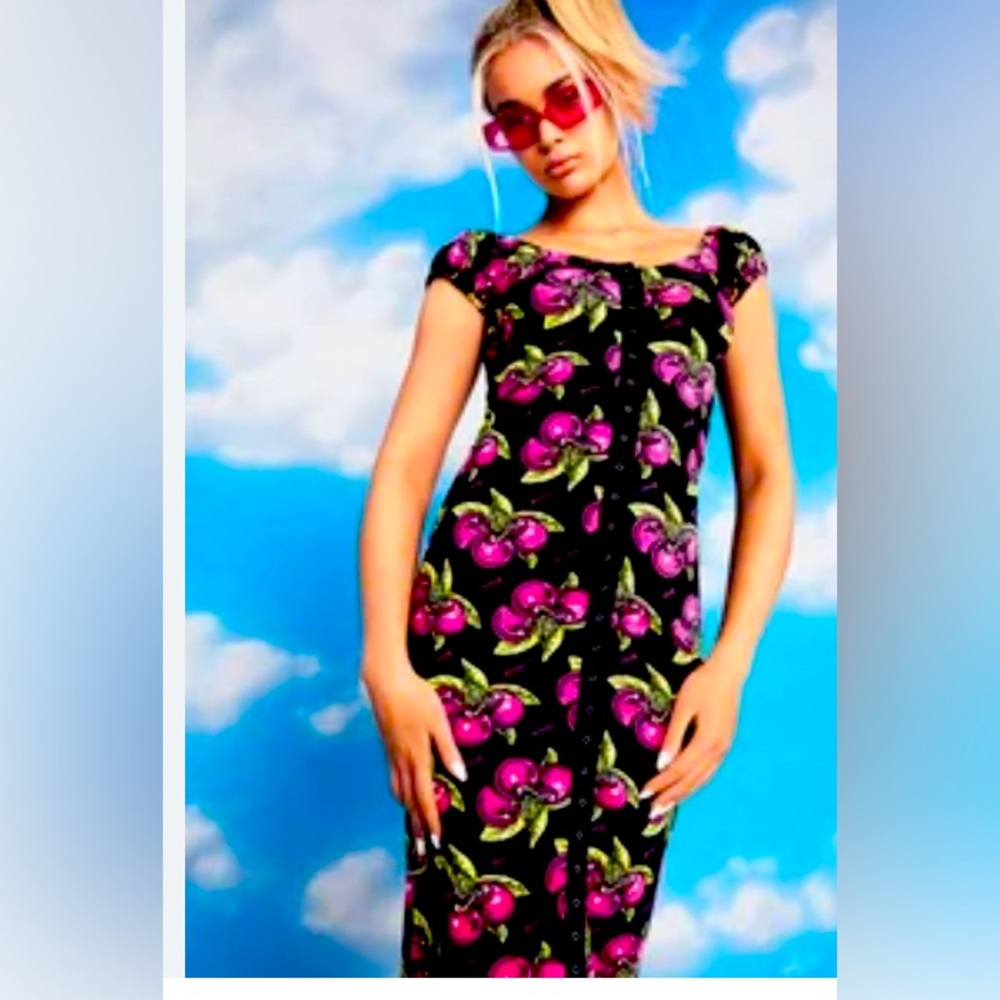 Betsy Johnson cherries maxi dress